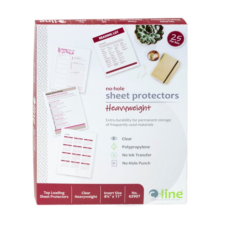 C-Line Top Loading Heavyweight Poly No-Hole Sheet Protectors, 8.5 x 11 Inches, 25 per Box (62907) - Image 2